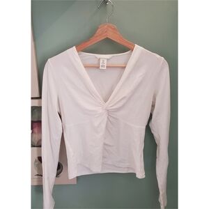 H&M White Twist-Front Long Sleeve Top